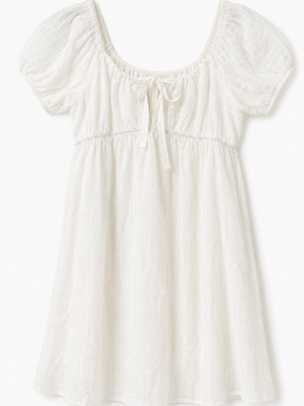 NWT More To Come White Puff Sleeve Babydoll Mini Dress - size M